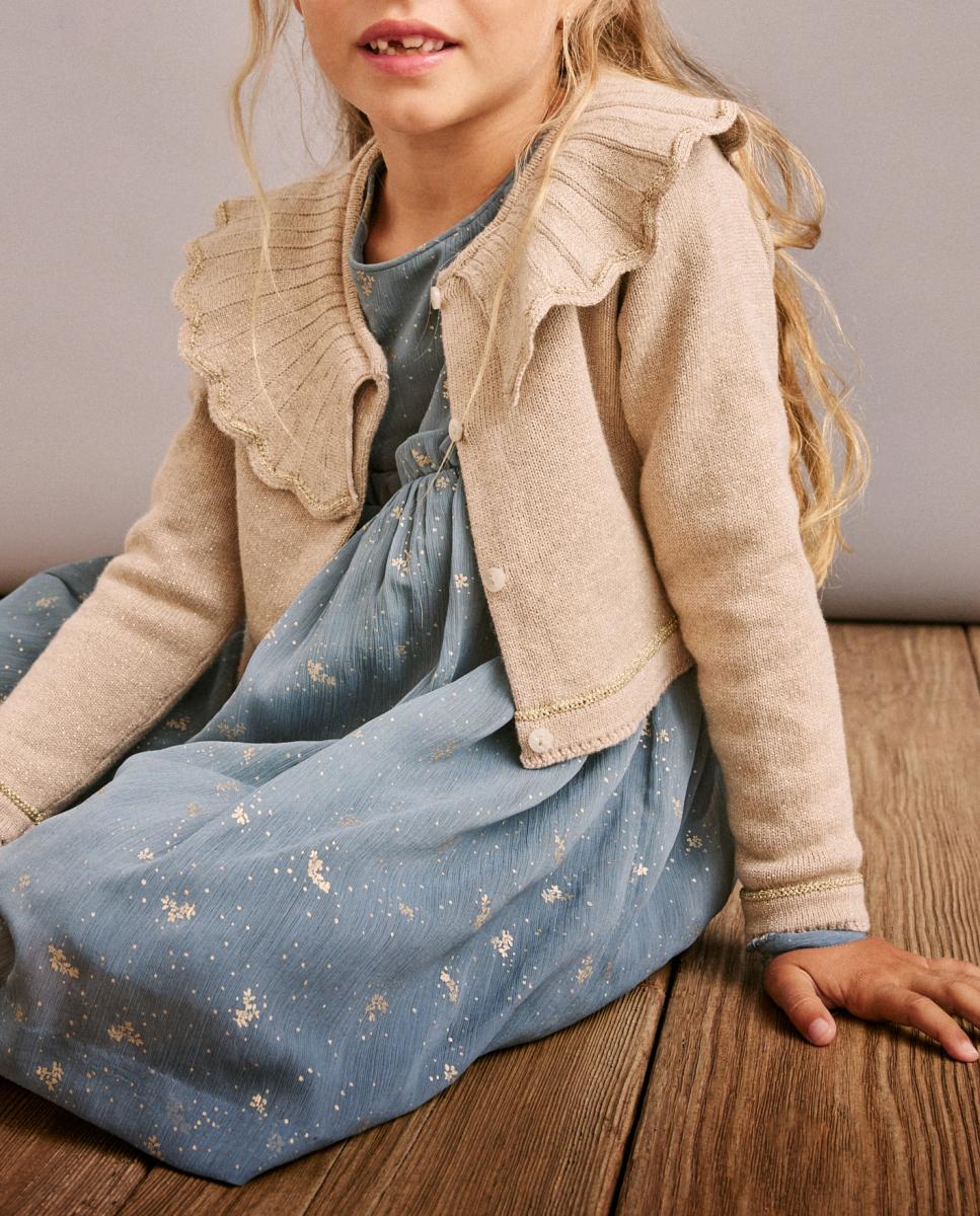 Imagen 0 de Chaqueta tricot cuello lurex lazo galga fina de niña