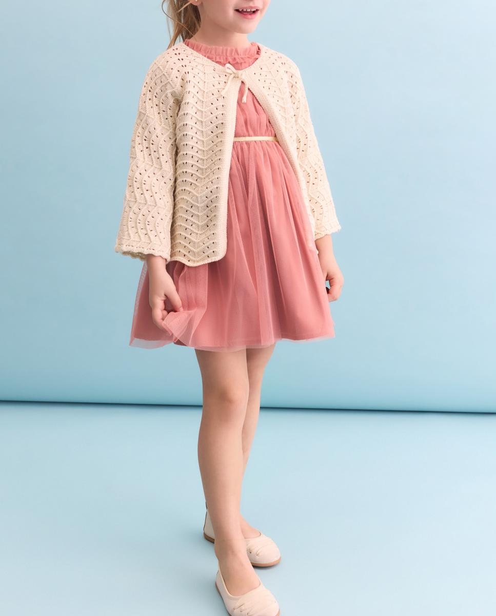 Imagen 0 de Chaqueta manga corta de punto desaguijado lurexde niña