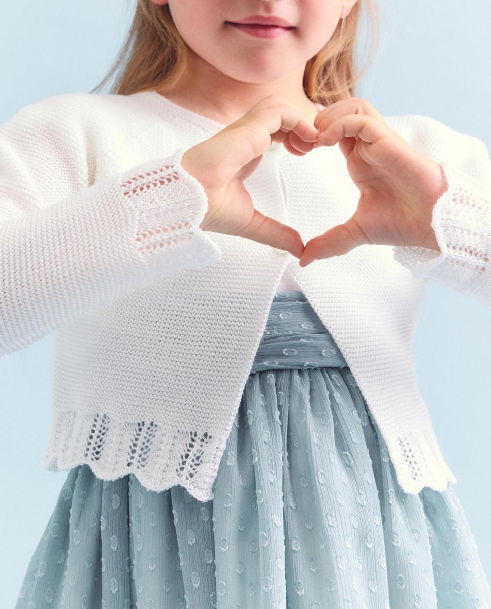 Imagen 0 de Chaqueta tricot perlé arras de niña