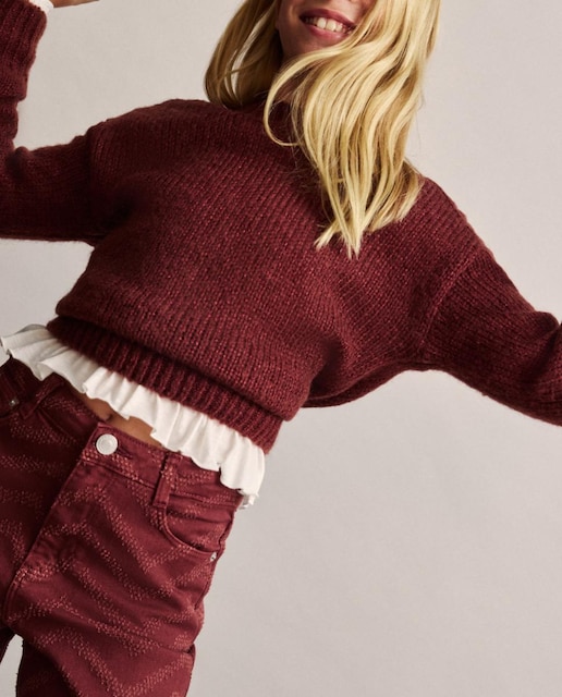 Imagen 0 de Jersey con cuello barco oversize punto abierto esponjoso de niña