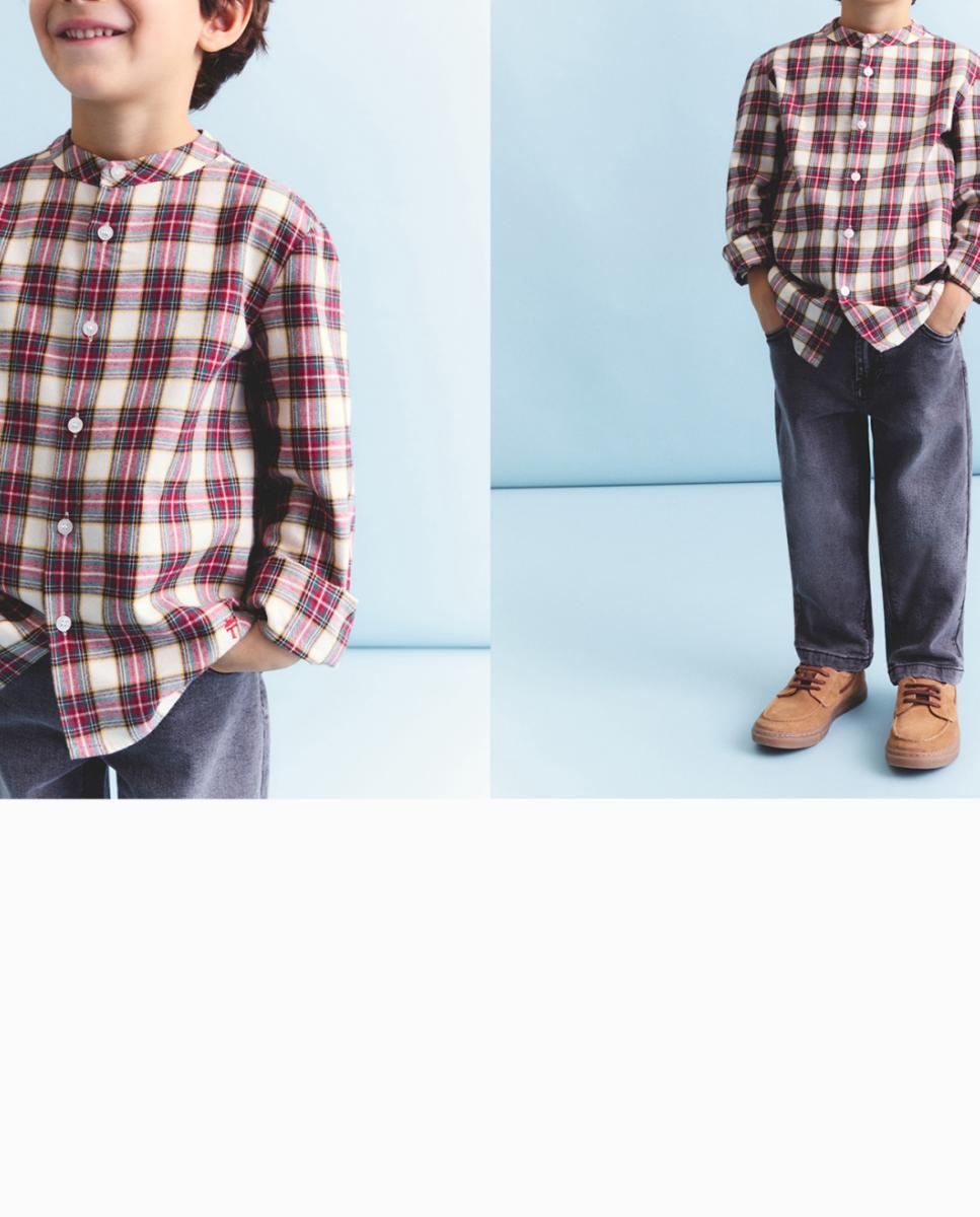 Imagen 0 de Camisa de niño manga larga cuadro escocés cásico