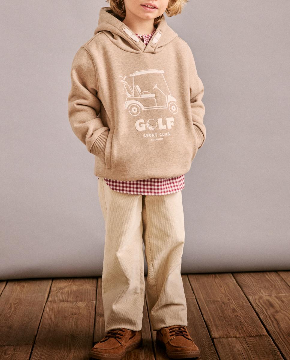 Imagen 0 de Sudadera con capucha oxford bolsillo recto y estampado fantasía de niño