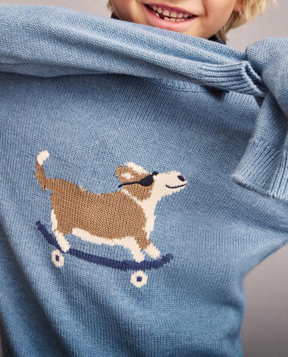 Imagen 0 de Jersey intarsia melange perro gafas patinete de niño