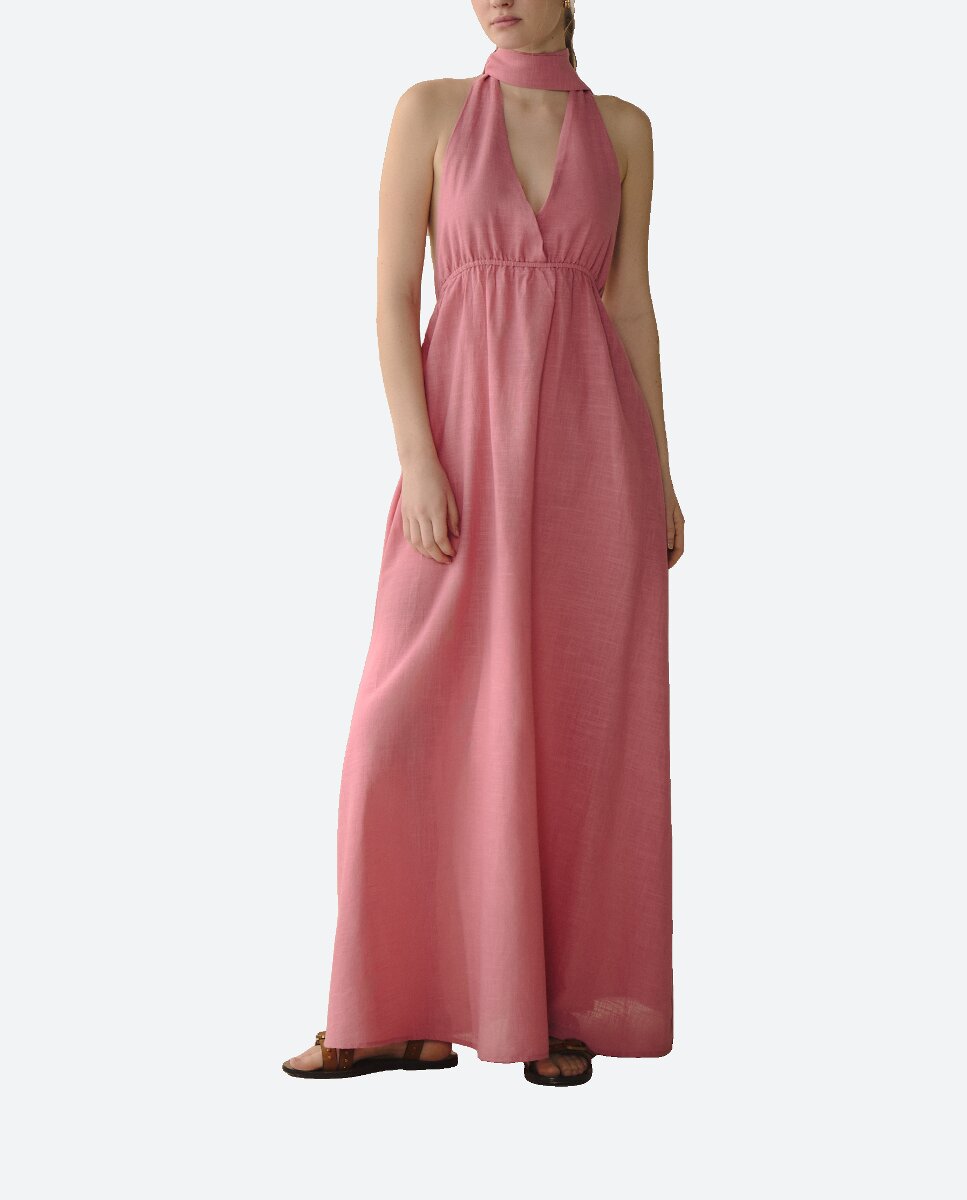 Imagen 0 de Vestido largo de mujer con cuello halter