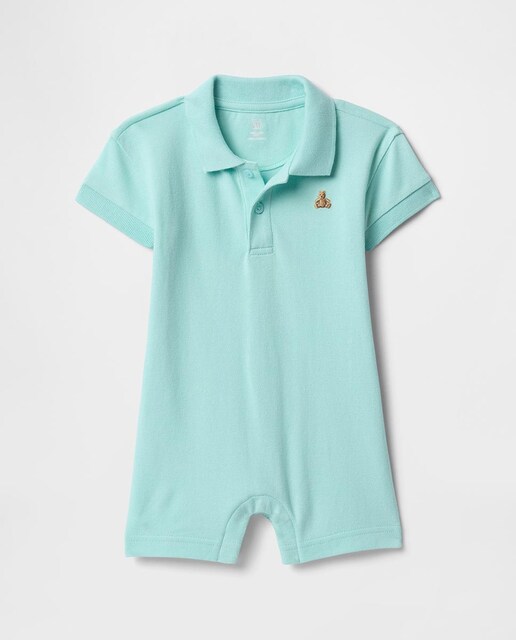 Imagen 0 de Pantalón corto de piqué de algodón elástico y suave de una pieza de bebé