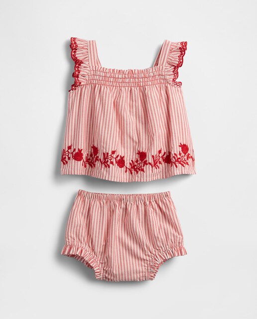 Imagen 0 de Conjunto de top y pantalón corto de popelina de algodón suave de bebé