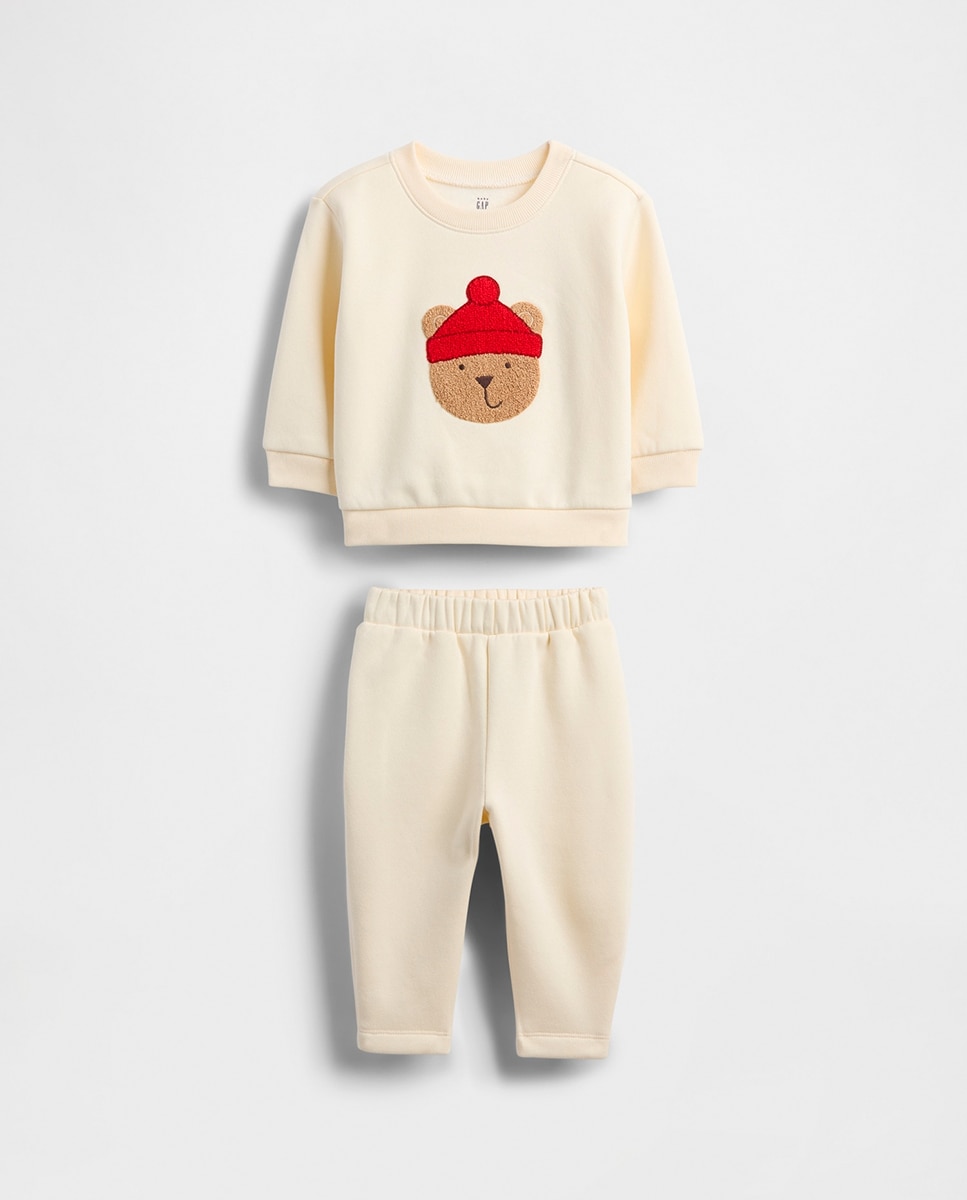 Imagen 0 de Conjunto de bebé sudadera y pantalón en tejido en tejido VintageSoft y estampado Brannan Bear