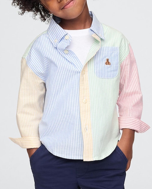 Imagen 0 de Camisa Oxford a rayas manga larga para niños