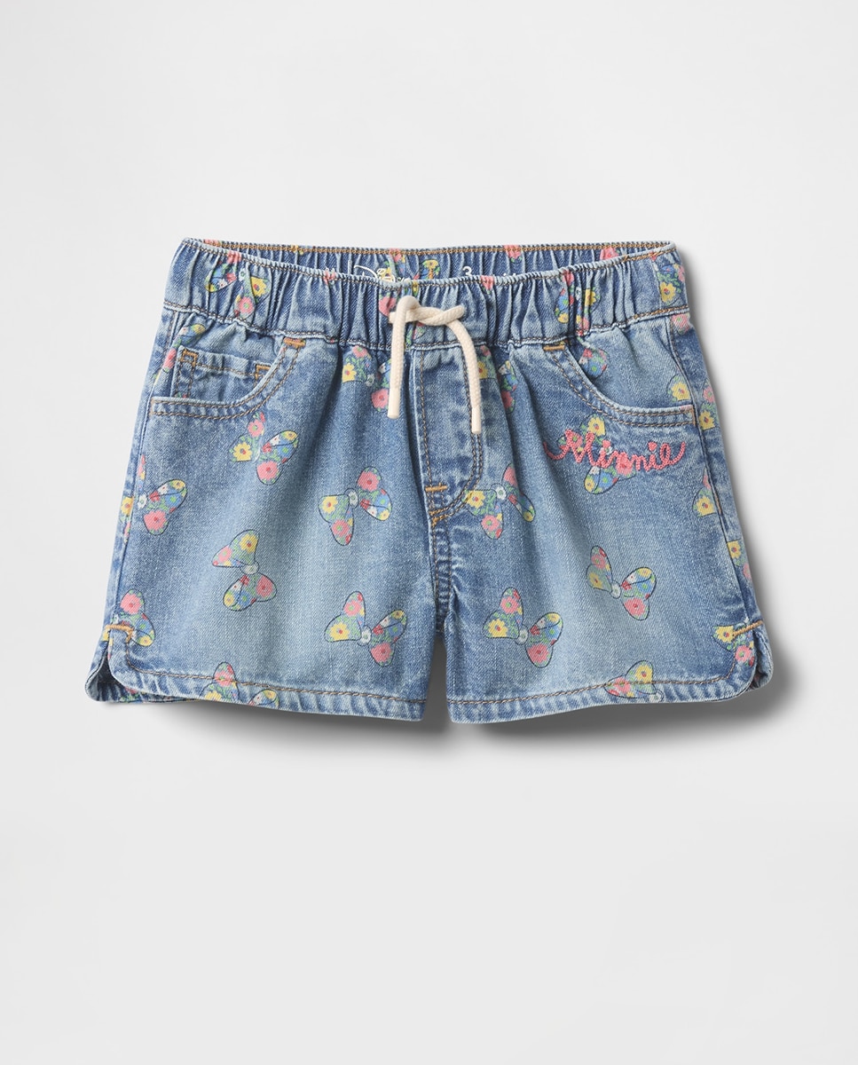 Imagen 0 de Short estampado mezcla de algodón suave cintura elástica con cordones de bebé