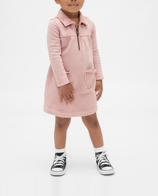 Imagen 0 de Vestido de bebé cuello camisero con cremallera