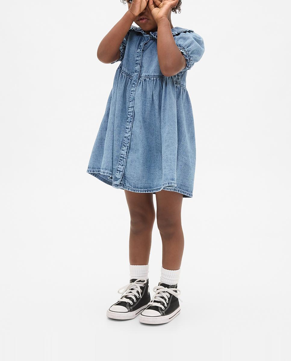 Imagen 0 de Vestido vaquero de bebé con volantes