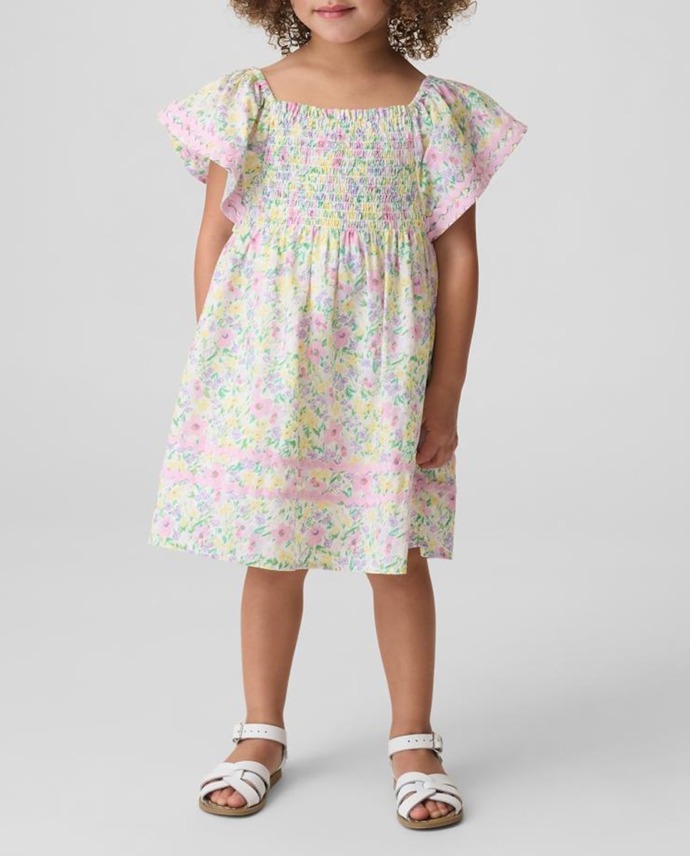 Imagen 0 de Vestido con fruncido y mangas acampanadas de bebé