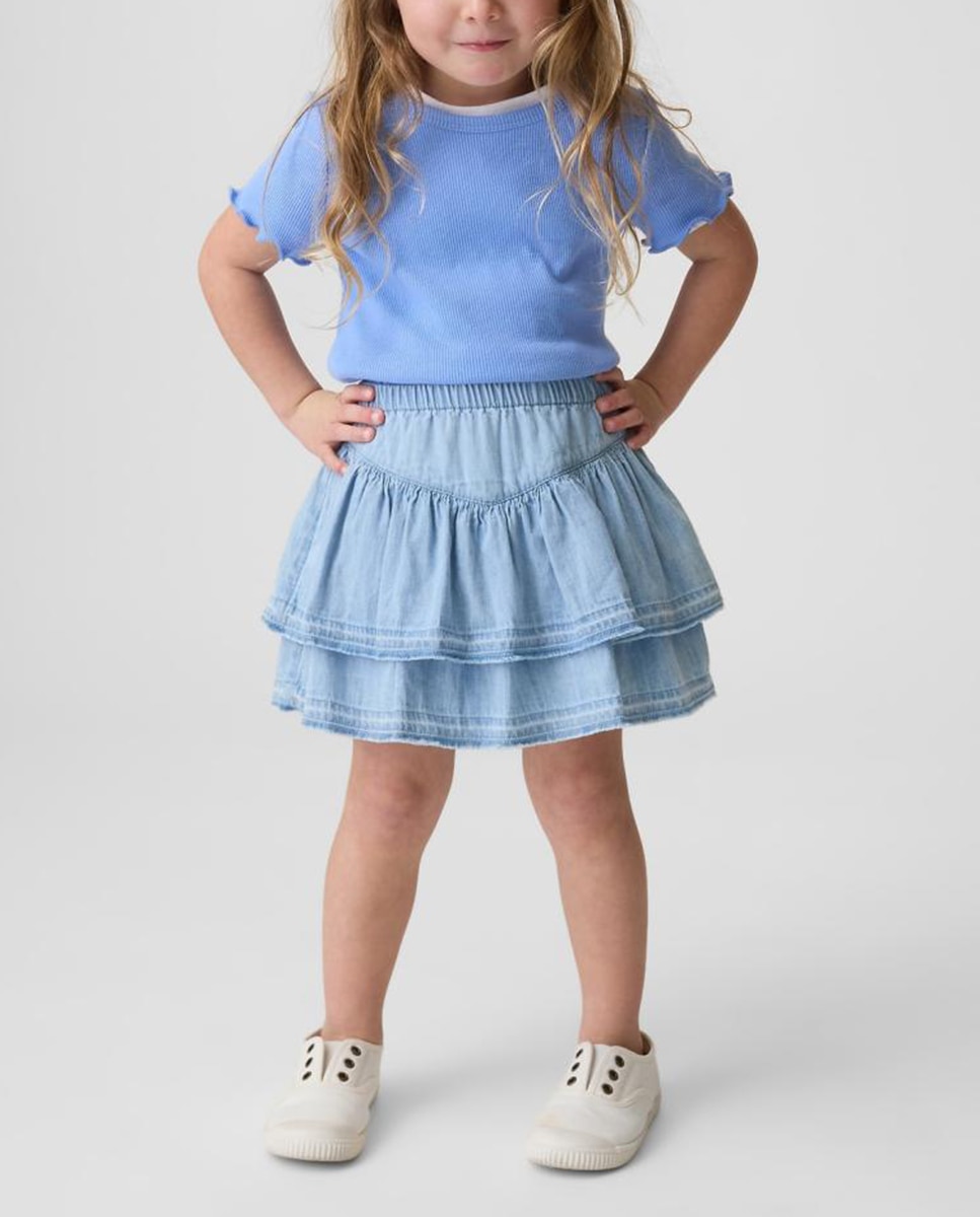 Imagen 0 de Skort vaquero con volantes y cinturilla elástica de bebé