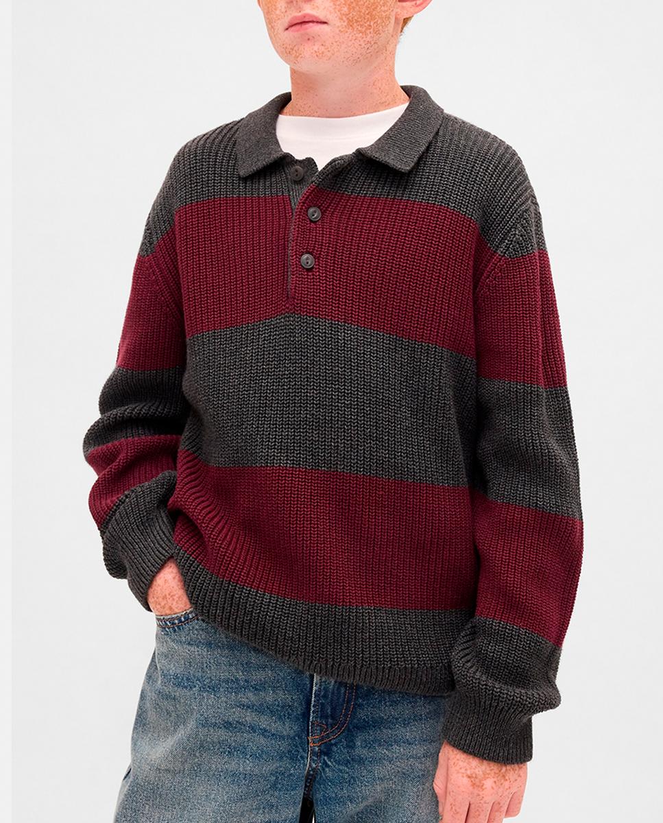 Imagen 0 de Jersey de niño con cuello polo con tapeta y botones