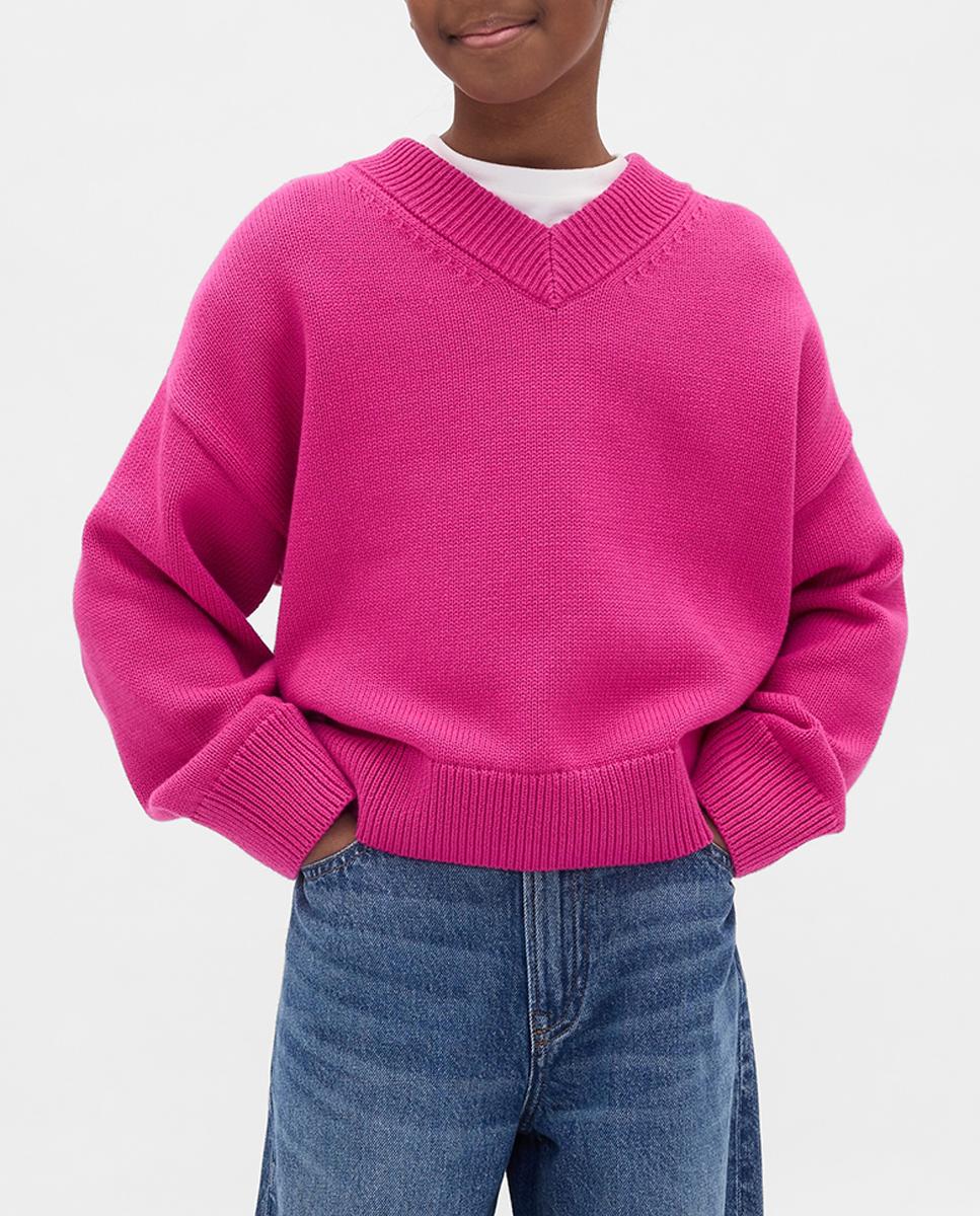 Imagen 0 de Jersey básico de niña con cuello pico