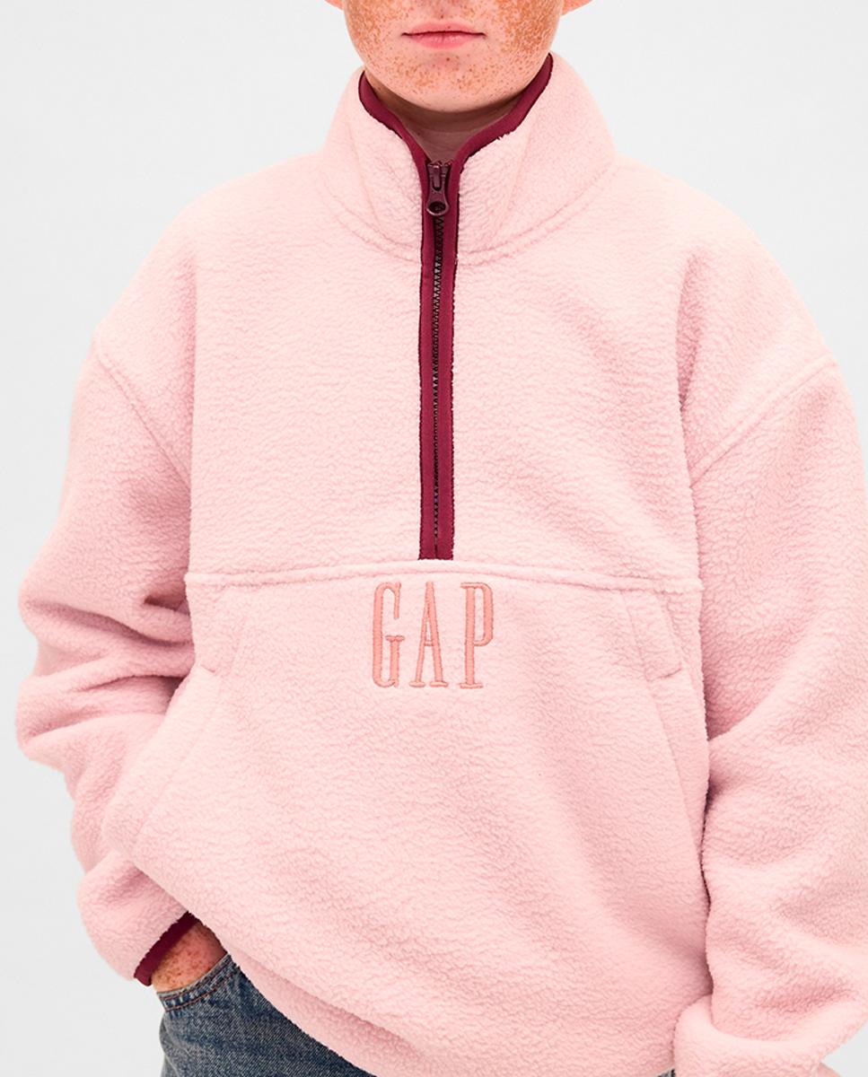 Imagen 0 de Sudadera con media cremallera y bolsillo canguro de sherpa para niño