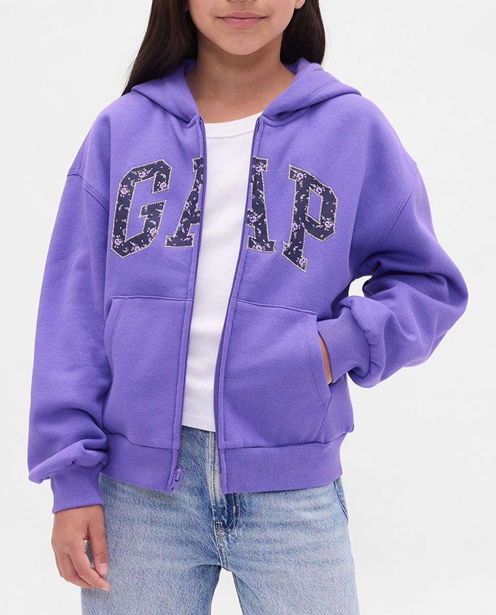 Imagen 0 de Sudadera de niña abierta con capucha y bolsillo canguro