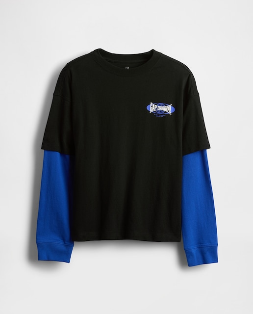 Imagen 0 de Camiseta de niño efecto doble prenda