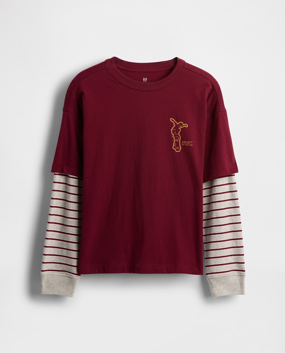 Imagen 0 de Camiseta de niño efecto doble prenda