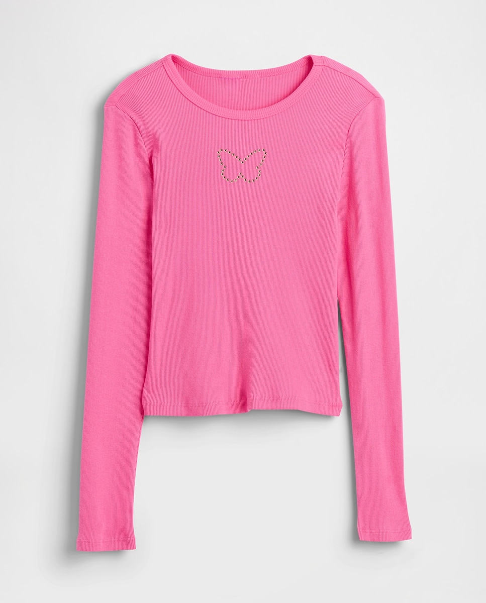 Imagen 0 de Camiseta de niña manga larga con gráfico