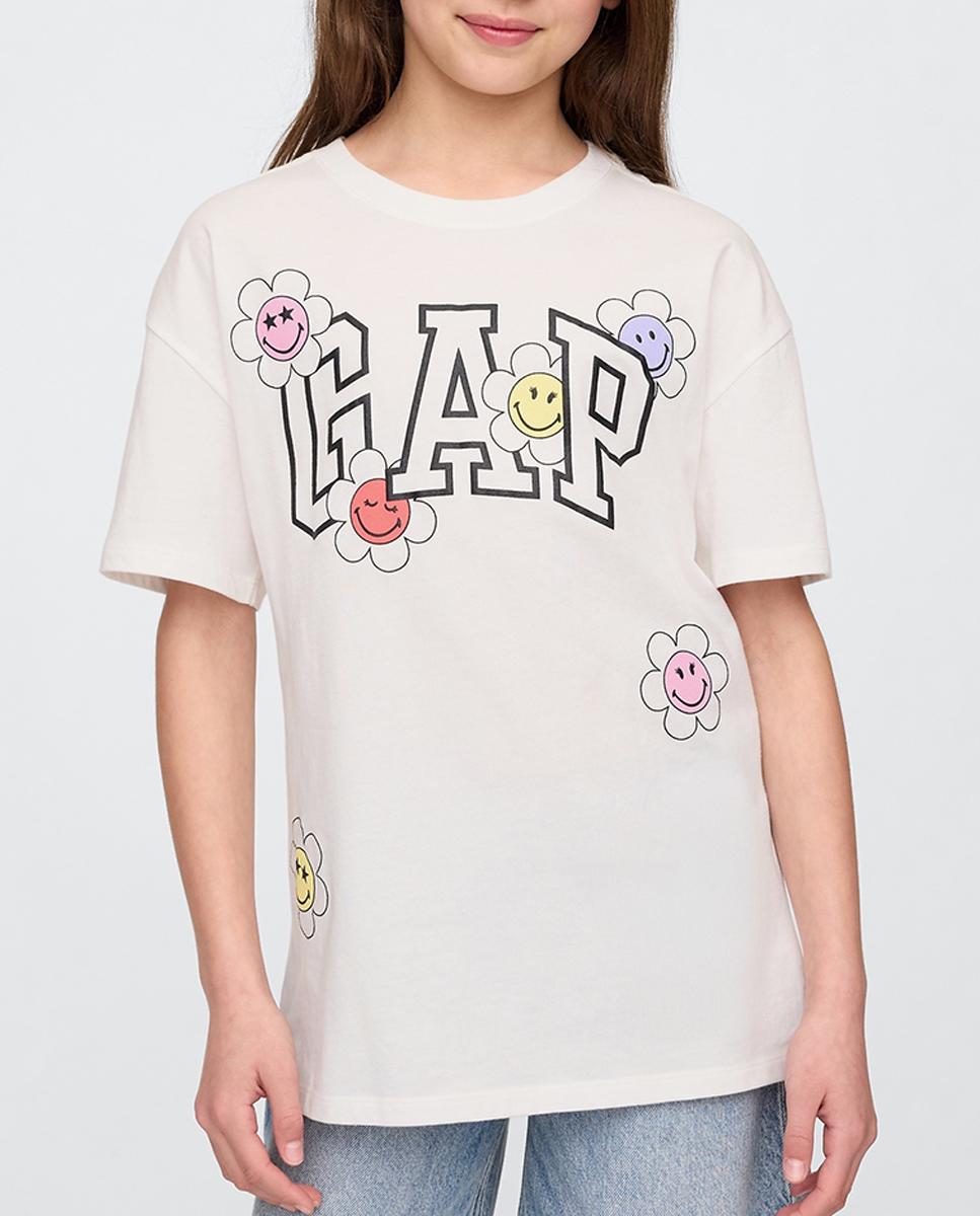 Imagen 0 de Camiseta de algodón suave con cuello redondo y manga corta de niña