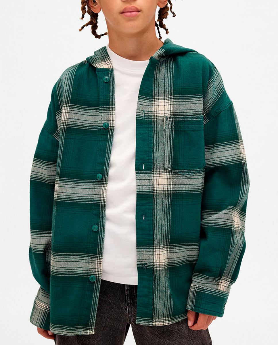 Imagen 0 de Camisa de niño en franela con capucha de algodón orgánico