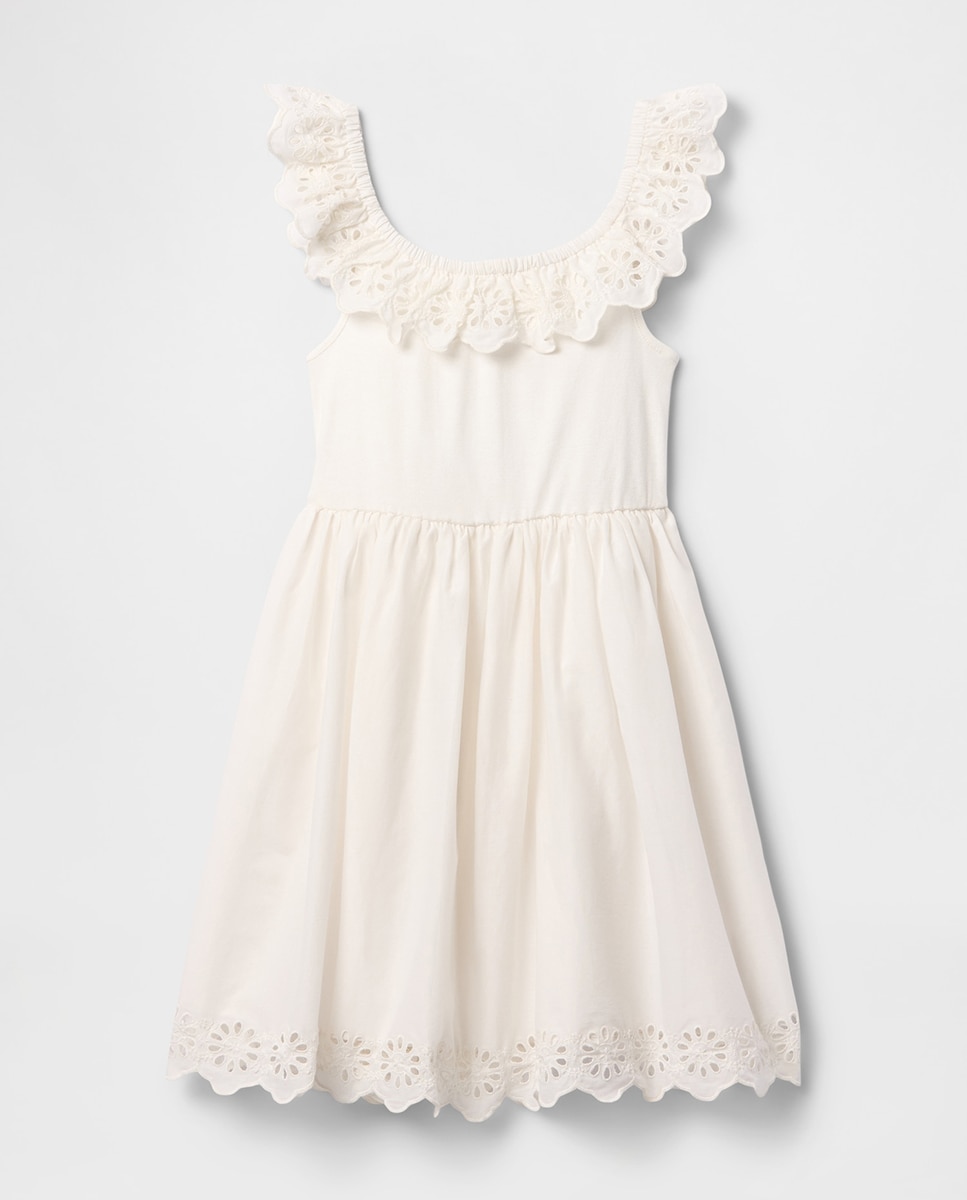 Imagen 0 de Vestido de algodón suave escote cuadrado sin mangas de niña