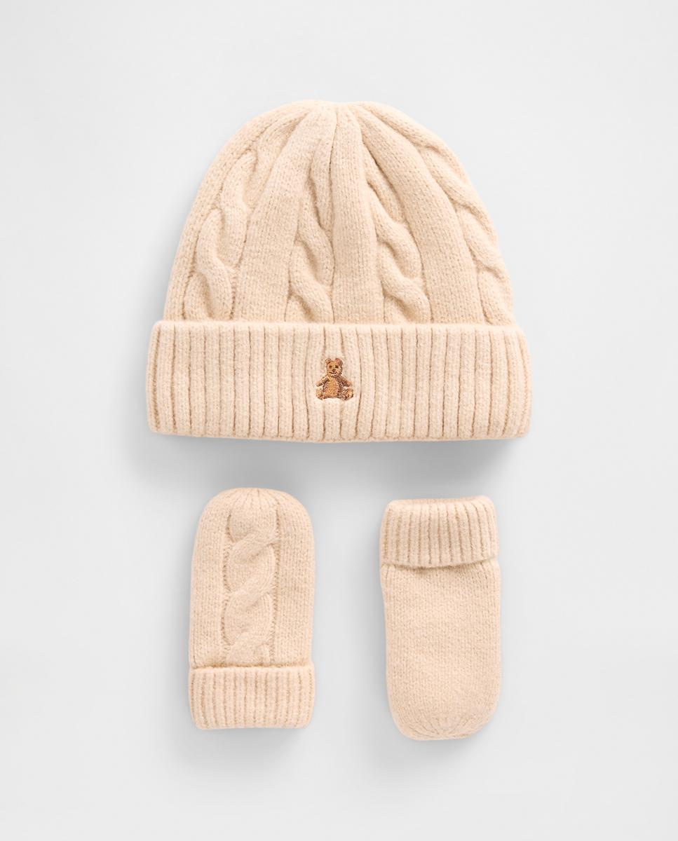 Imagen 0 de Conjunto de bebé gorro y manoplas de punto trenzado