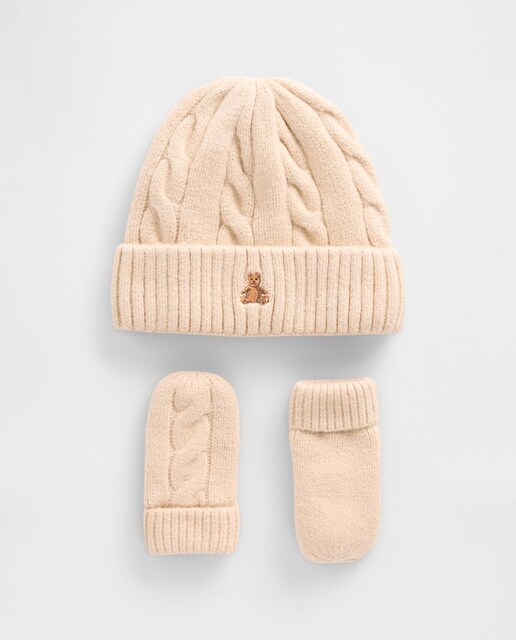 Imagen 0 de Conjunto de bebé gorro y manoplas de punto trenzado