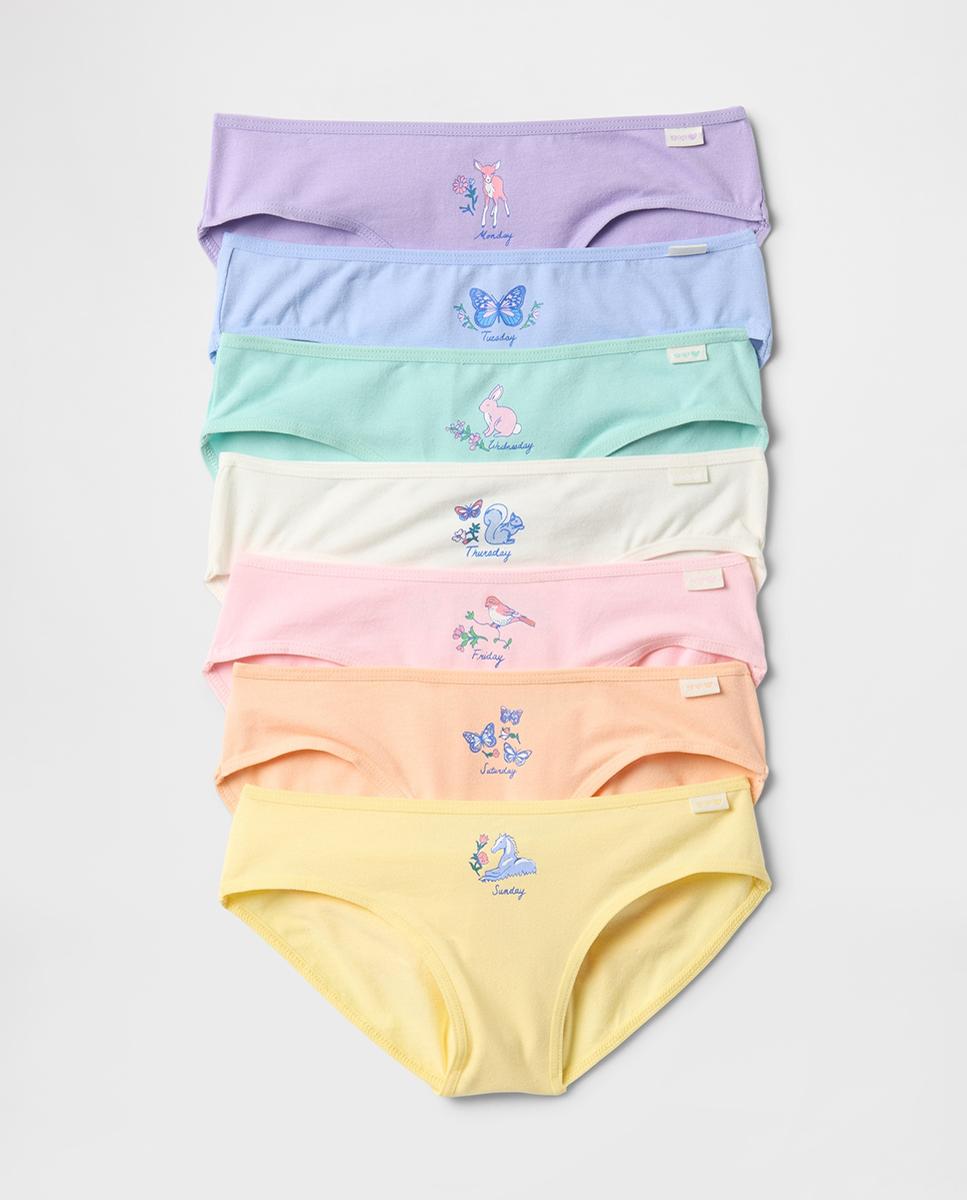Imagen 0 de Pack 5 braguitas de niña tipo bikini días de la semana