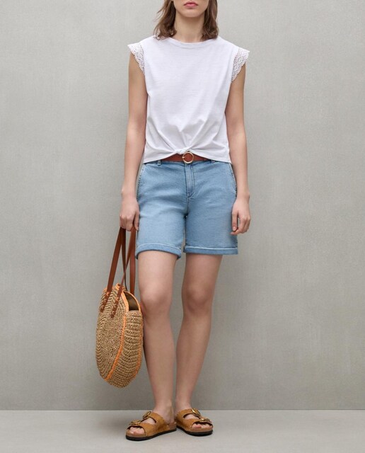 Imagen 0 de Bermuda vaquera de mujer con cinturón