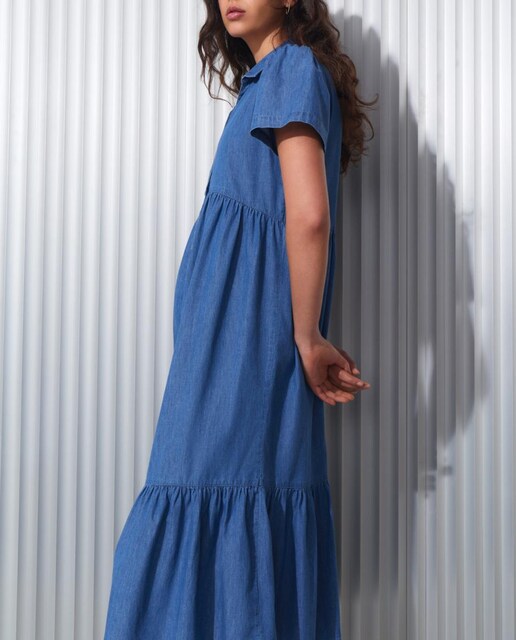 Imagen 0 de Vestido vaquero largo con paneles