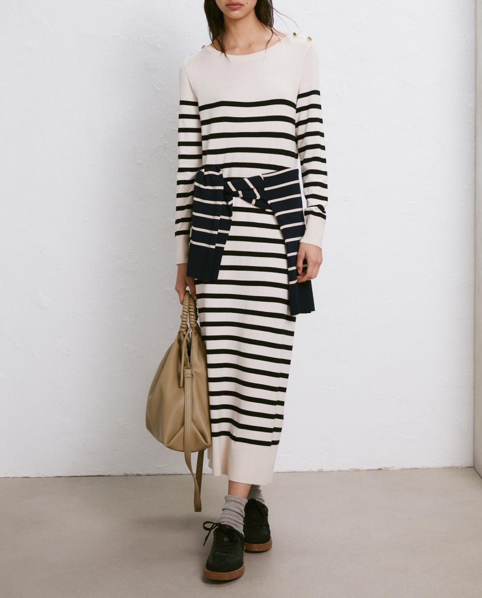 Imagen 0 de Vestido de mujer de punto con rayas