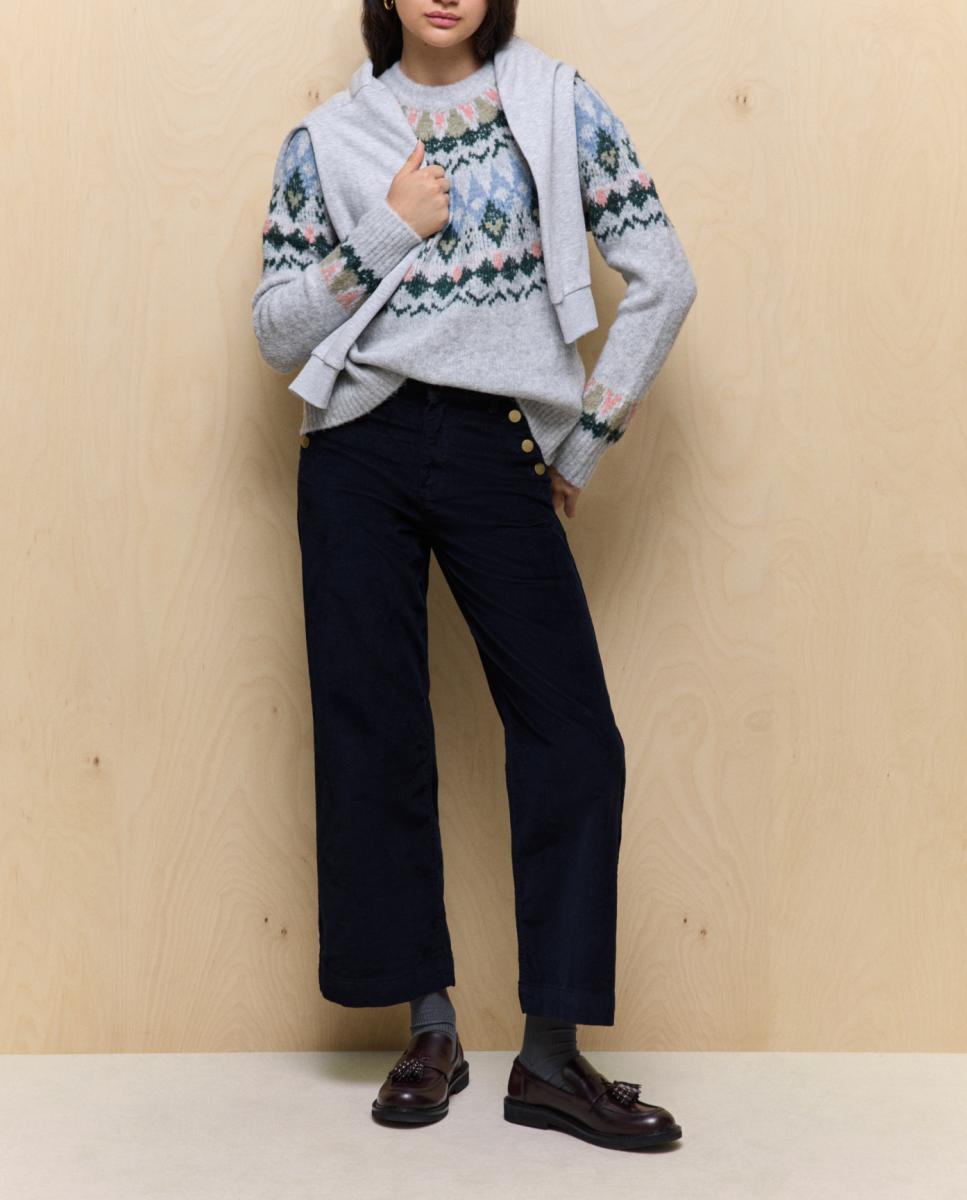 Imagen 0 de Pantalón de mujer en pana crop culotte abotonado