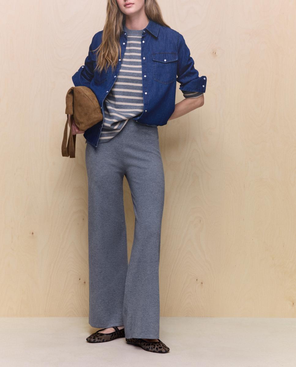 Imagen 0 de Pantalón de mujer de punto y pata ancha