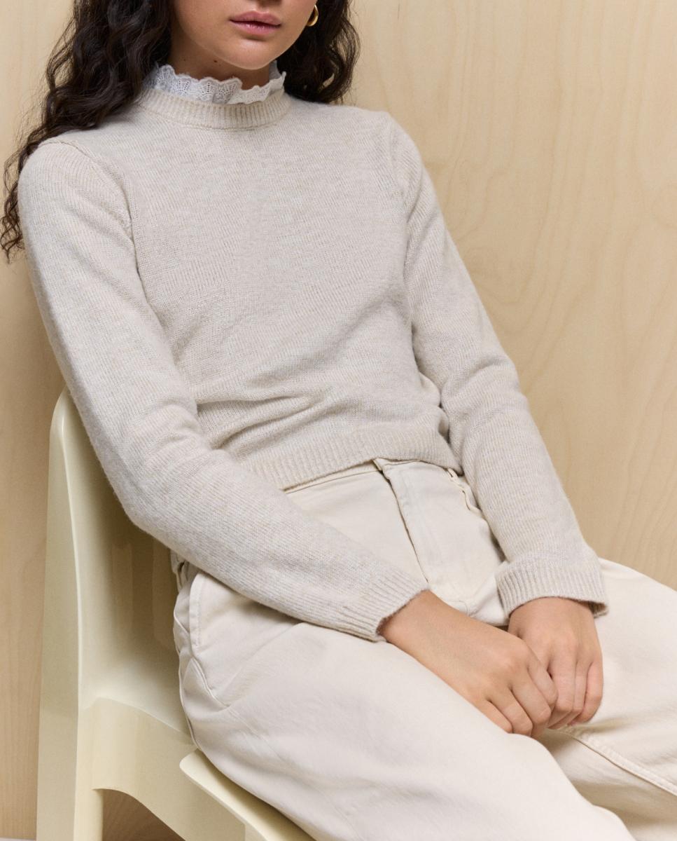 Imagen 0 de Jersey liso con cuello redondo de mujer