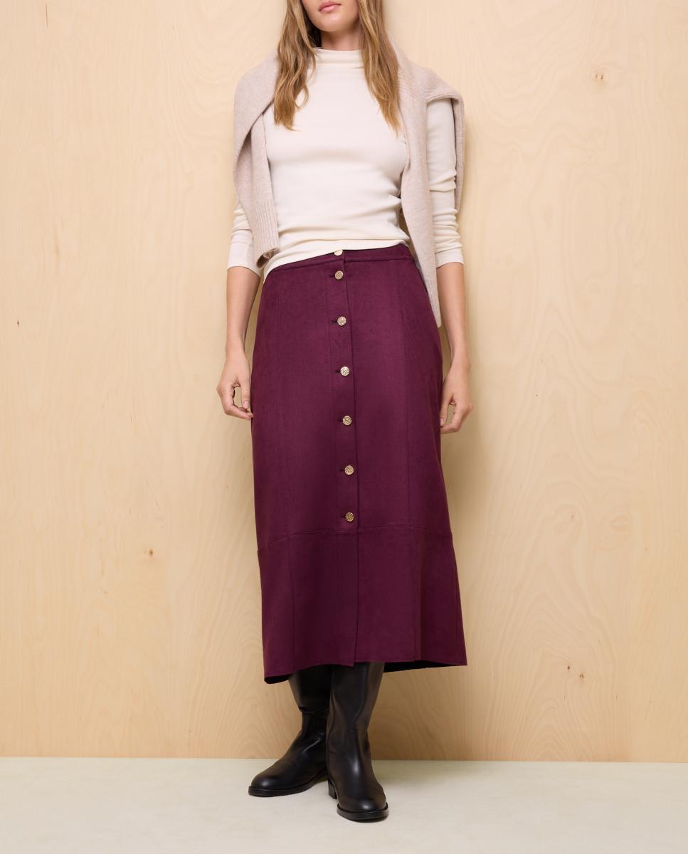 Imagen 0 de Falda midi efecto ante