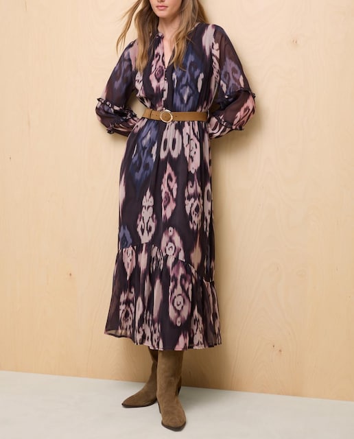 Imagen 0 de Vestido largo estampado con volantes