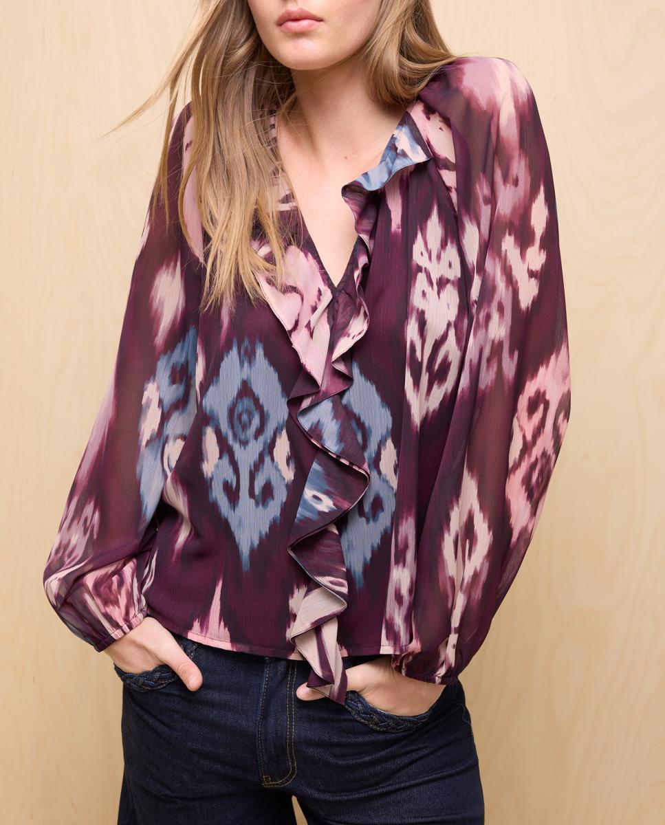 Imagen 0 de Blusa de mujer estampada con volantes