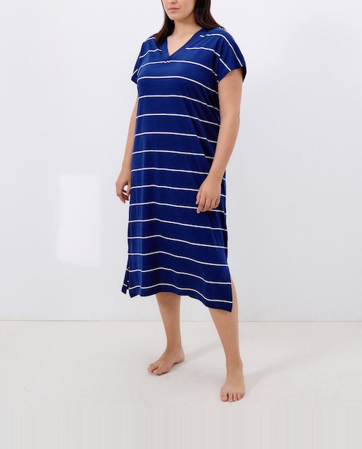 Imagen 0 de Vestido cuello pico rayas