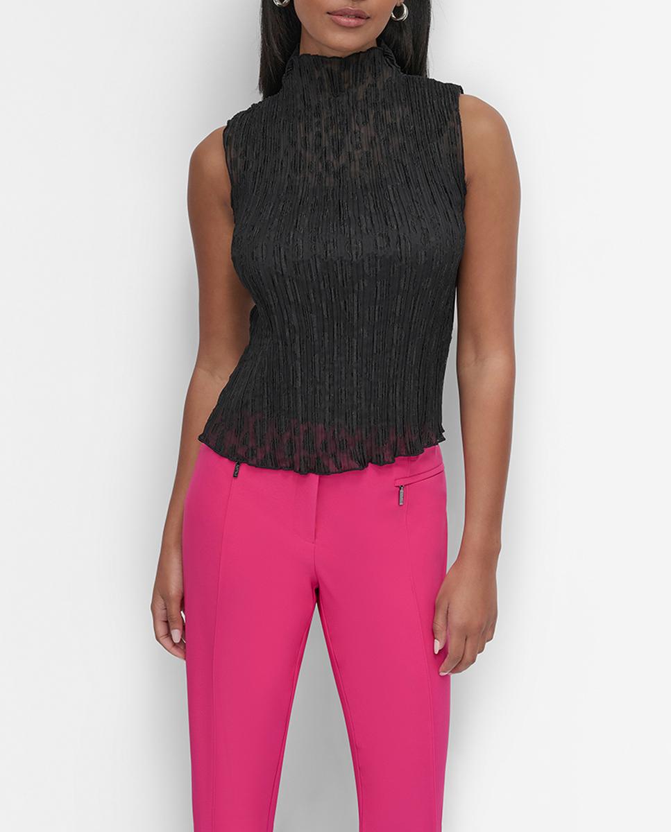 Imagen 0 de Blusa de mujer plisada sin mangas y cuello alto