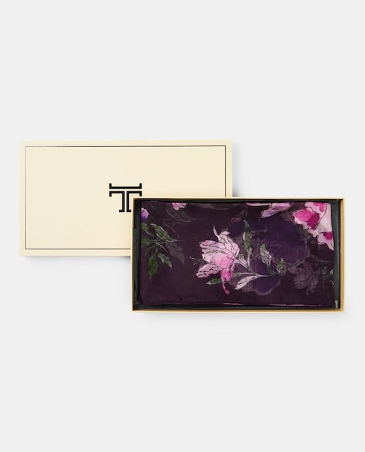 Imagen 0 de Echarpe chifón seda con flores estampadas