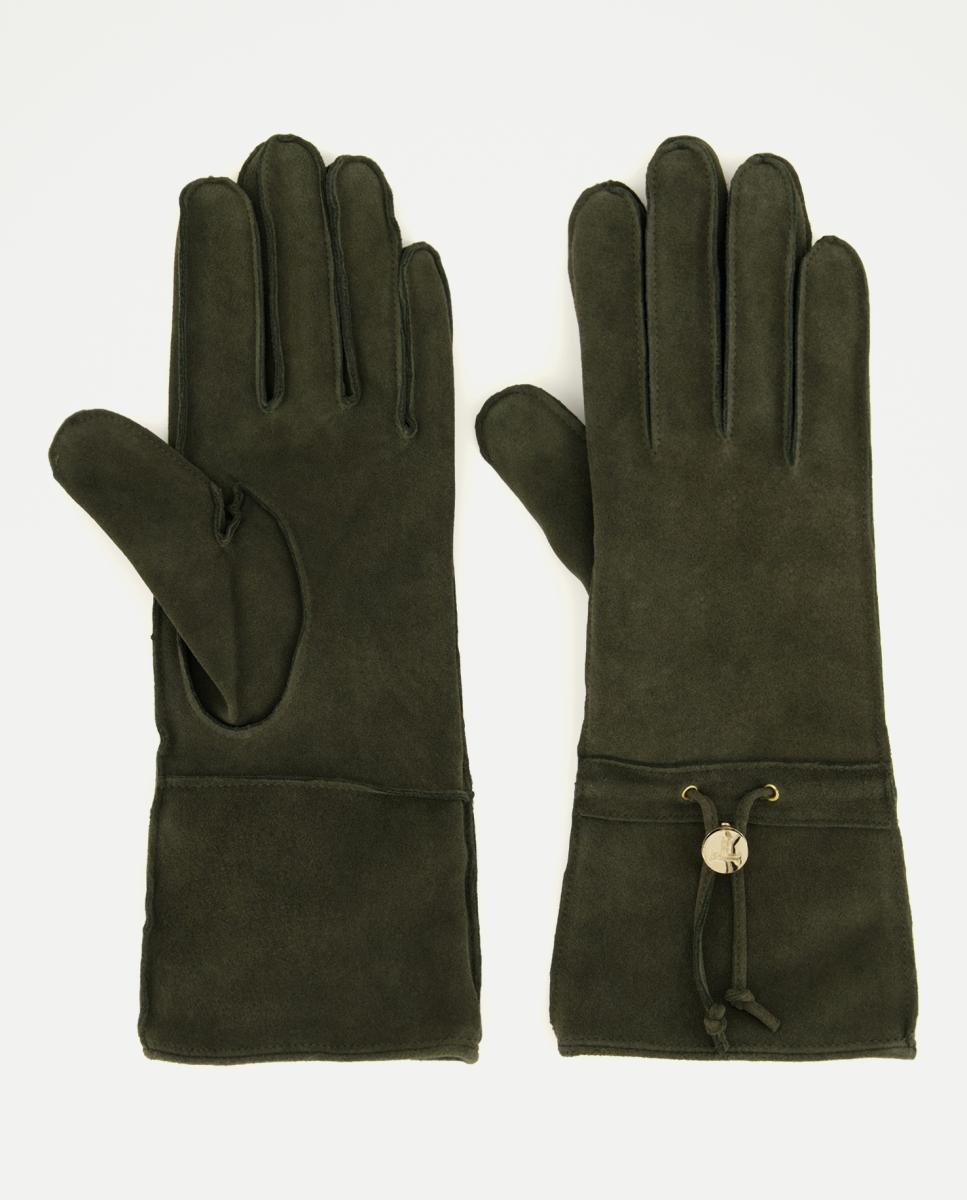 Imagen 0 de Guantes de suede con logo