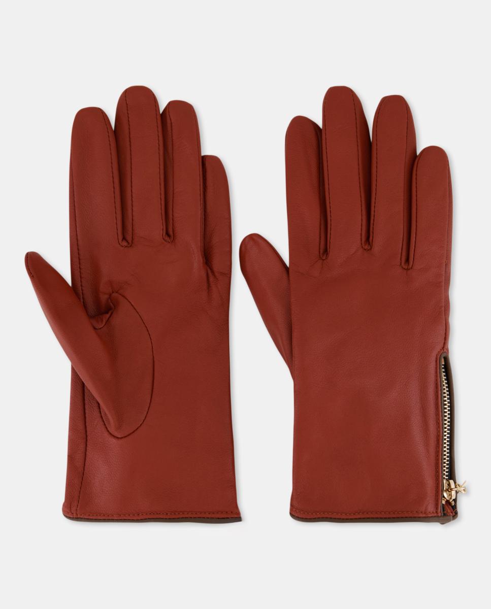 Imagen 0 de Guantes de piel con cremallera a contraste