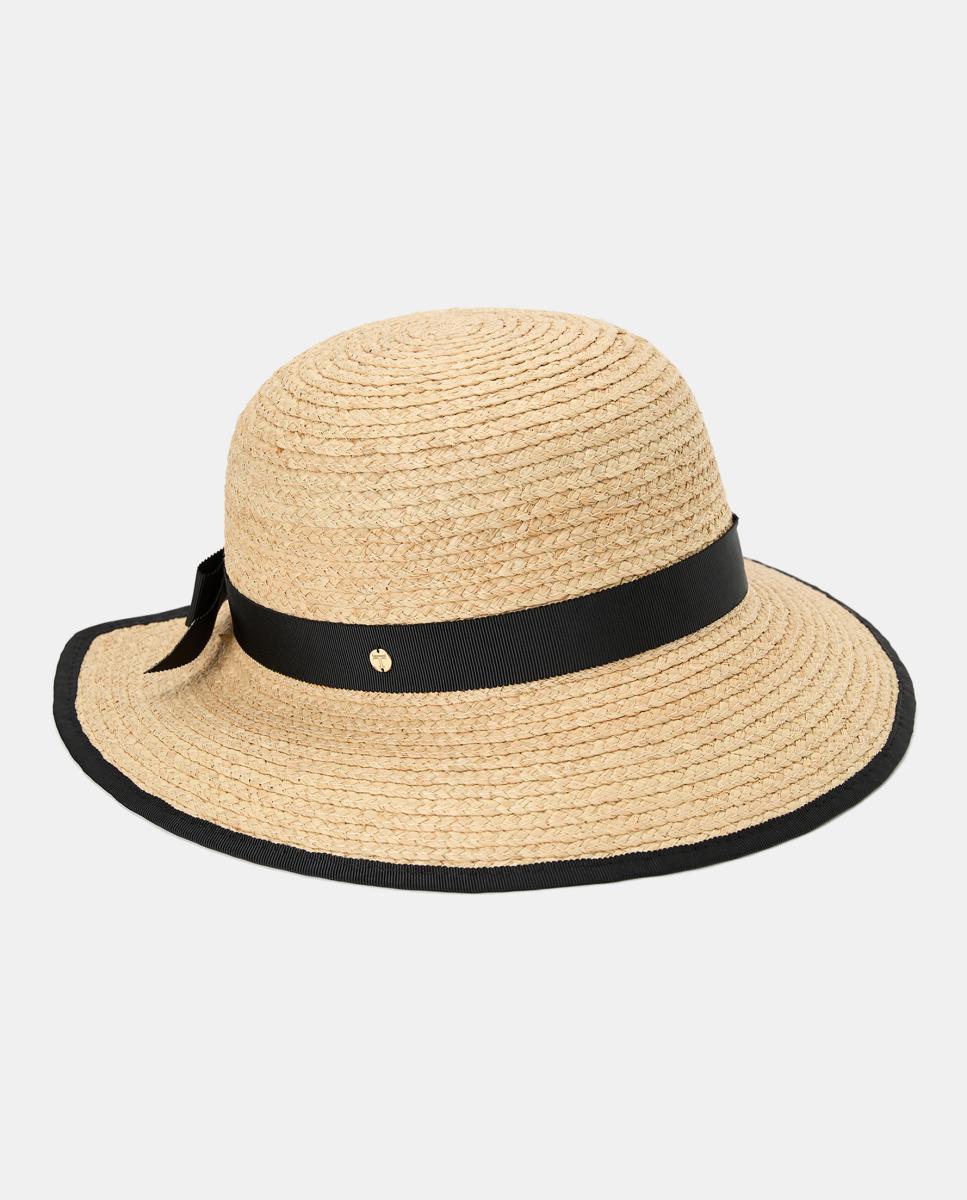 Imagen 0 de Visera de rafia con cinta de gross grain