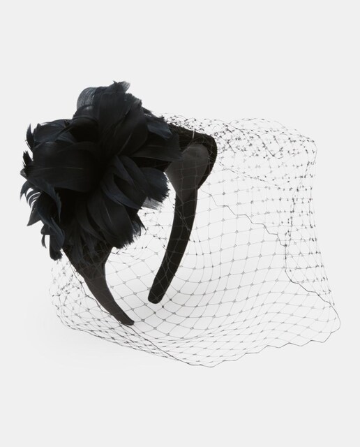Imagen 0 de Diadema de terciopelo con flor y red