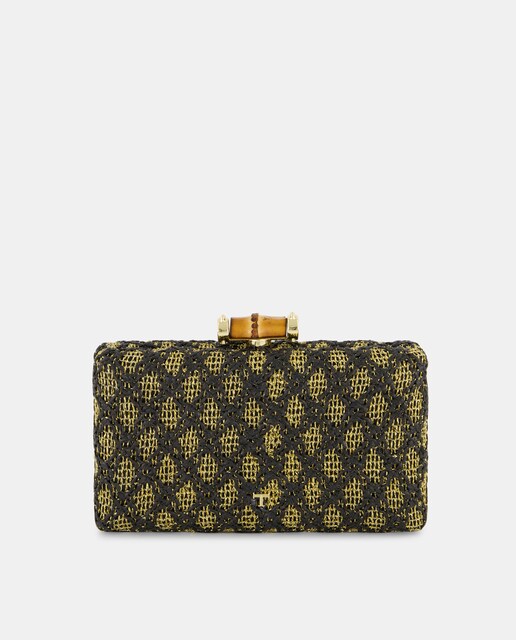 Imagen 0 de Bolso de fiesta rafia con broche bambú