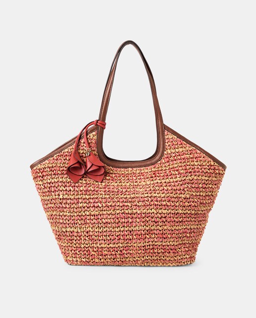 Imagen 0 de Shopper de rafia y piel