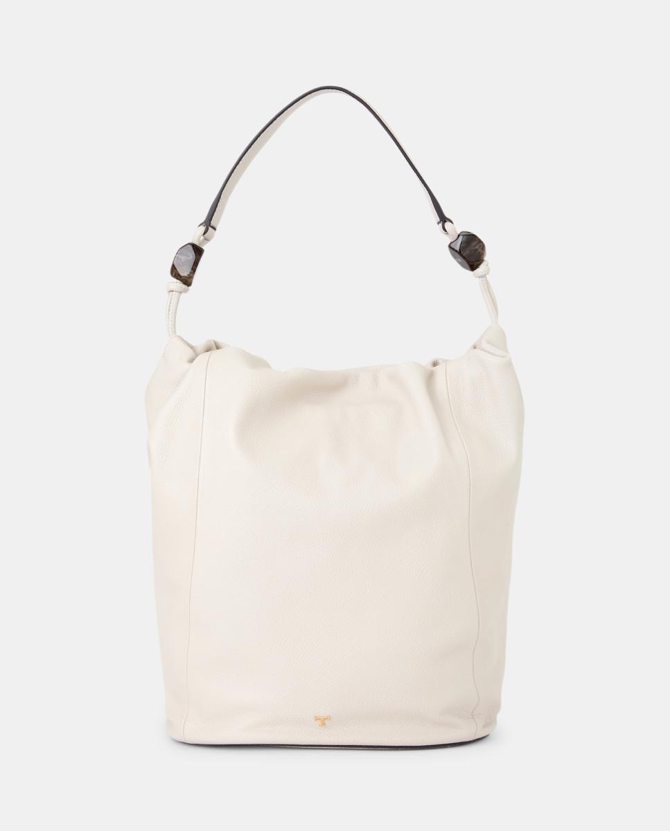 Imagen 0 de Shopper de piel con fruncido superior