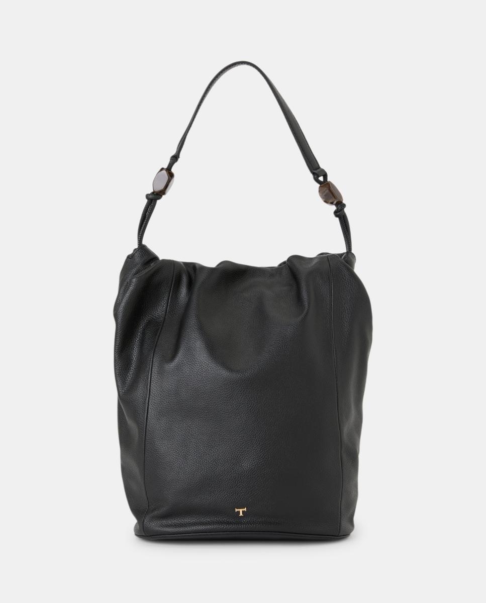 Imagen 0 de Shopper de piel con fruncido superior